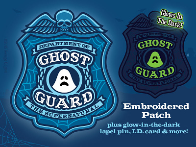 "Ghost Guard" Embroidered Patch Kickstarter Header Image badge cartooning design ghost illustration kickstarter paranormal patch police skull supernatural