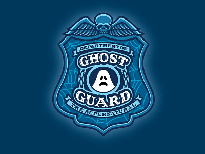 "Ghost Guard" Badge Design for Embroidered Patch badge cartooning design ghost illustration kickstarter paranormal patch police skull supernatural