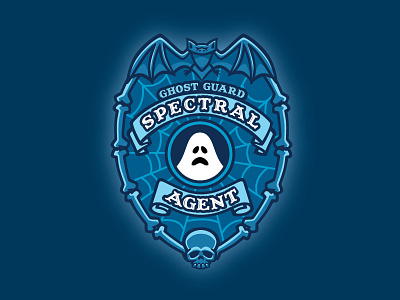 "Ghost Guard: Spectral Agent" Badge Design for Embroidered Patch badge cartooning design ghost illustration kickstarter paranormal patch police skull supernatural
