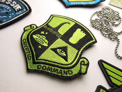 "Cryptid Command" 4up Shield Embroidered Patch alien army bigfoot cryptid embroidered patch military nessie paranormal patch ufo