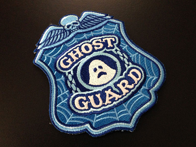 "Ghost Guard" Glow In The Dark Embroidered Patch badge cartooning design ghost glow in the dark illustration paranormal patch police skull supernatural