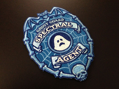 "Ghost Guard: Spectral Agent" Glow In The Dark Embroidered Patch badge cartooning design ghost glow in the dark illustration paranormal patch police skull supernatural