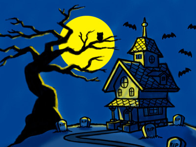 deserted house clipart with trees