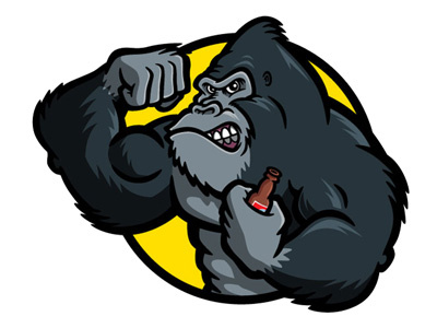 Gorilla Bodybuilder Cartoon Character — Vector Art