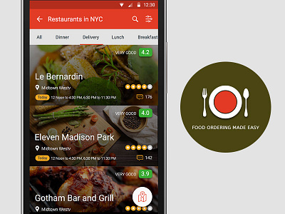 Online Food Ordering app android food food app hotels material design mobile app restaurant app restaurants search ui ui design