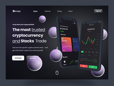 Doinapp-The best trading cryptocurrency App app design blockchain crypto cryptocurrency exchange investment landing page landingpage mobile app design nft nft app stock trading trend ui ux wallet web web design website