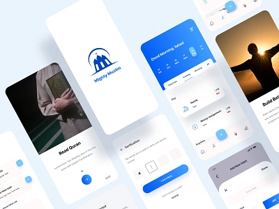 Mighty Muslim-App design app app design arabic book calendar cards clean design habit hijab ios islam login mobile muslims quran task ui uiux ux