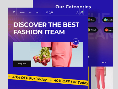 FQR-Fashion Landing Page clear clothes design fashion fashion store landing page marketplace modern online shop shop store streetwear typography ui ux wear web web design website woman