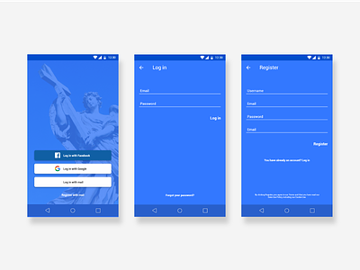 Welcome screen adobe adobe xd interaction log in material design register sign in ui ux welcome xd