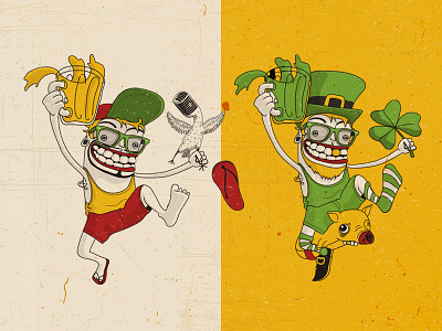 Drunk Patrick hero illustration mascot saint patrick day summer