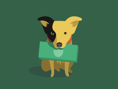 Chaser dog flat icon illustration mascot money