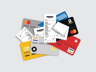 Usual stuff in a wallet card cards credit icon illustration mastercard receipt visa