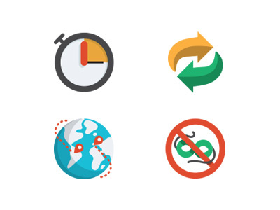 Icons set for GlobalForwardings arrows earth icons location mask planet timer vector