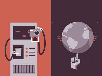 Illustrations design for IronJab website automate coffee earth hand icons illustration photo world