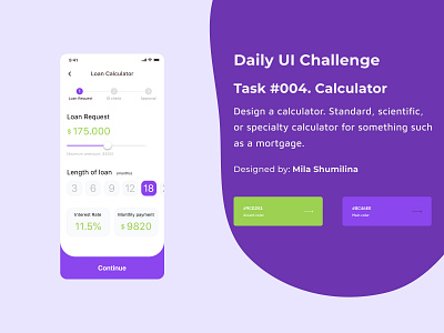 DailyUI:004 - Financial calculator design app app design branding calculator design figma finance financial app loan calculator mobile design mobile interface ui ux visual