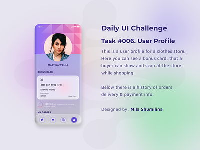 User profile - UX/UI app dailyui design figma interface interfacedesign mobile mobileapp profile solution ui userprofile ux