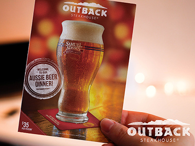Aussie Beer Dinner Menu | Outback Steakhouse beer invite menu outback steakhouse