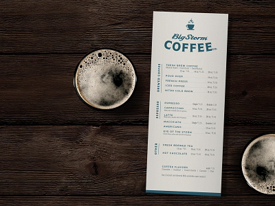 Big Storm Coffee Co. Menu coffee instore layout menu typography