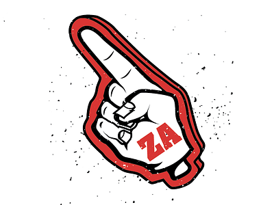 Hoo Rah foam finger grungy hoo rah illustration line art za