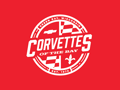 Corvettes of the Bay badge corvettes logo logo design one color