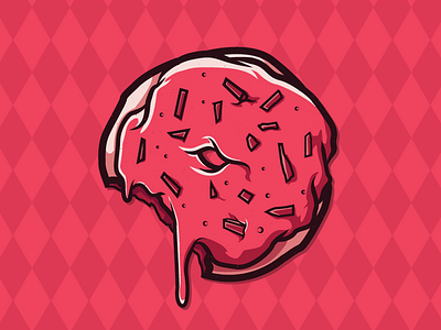 Pastry in Pink cartoon doughnut drippy illustration light source linework monochromatic pink red