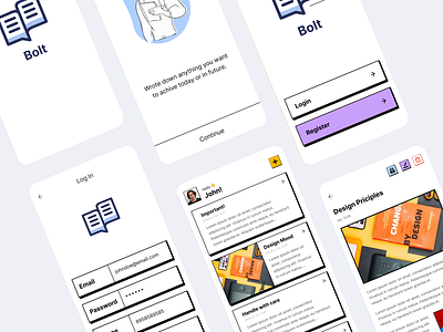 Minimalist Neubrutalism Mobile App UI Kit for Note-taking