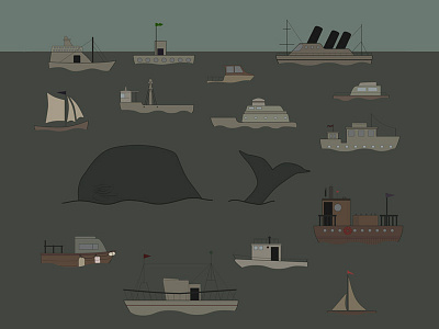 Boats and a Whale illustration