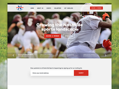 Nashville Sports Council homepage interaction landing mobile nashville page responsive sports ui ux web website