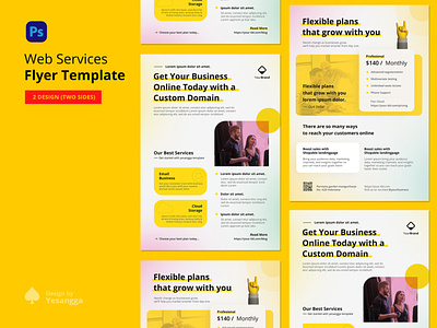 Web Services Flyer Template agency flyer branding corporate flyer flyer design flyer template hosting flyer modern web flyer yellow yellow design
