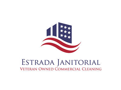 Estrada Janitorial adobe illustrator american flag branding buildings commercial cleaning janitorial logo patriotic vector veteran