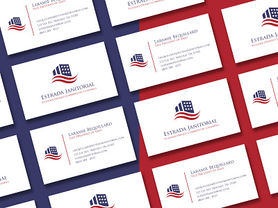 Estrada Janitorial Business Cards adobe illustrator adobe photoshop american flag branding commercial cleaning janitorial logo patriotic vector veteran