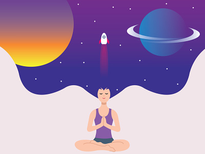 Head Space adobe illustrator illustration meditation planet space vector yoga
