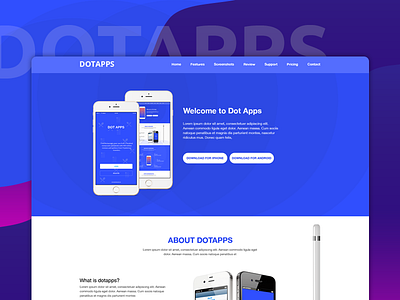 Dotapps - App Landing Page Template android apps app app landing app landing page clean app landing creative app landing page iphone apps landing page mobile app landing page modern app landing one page simple app landing