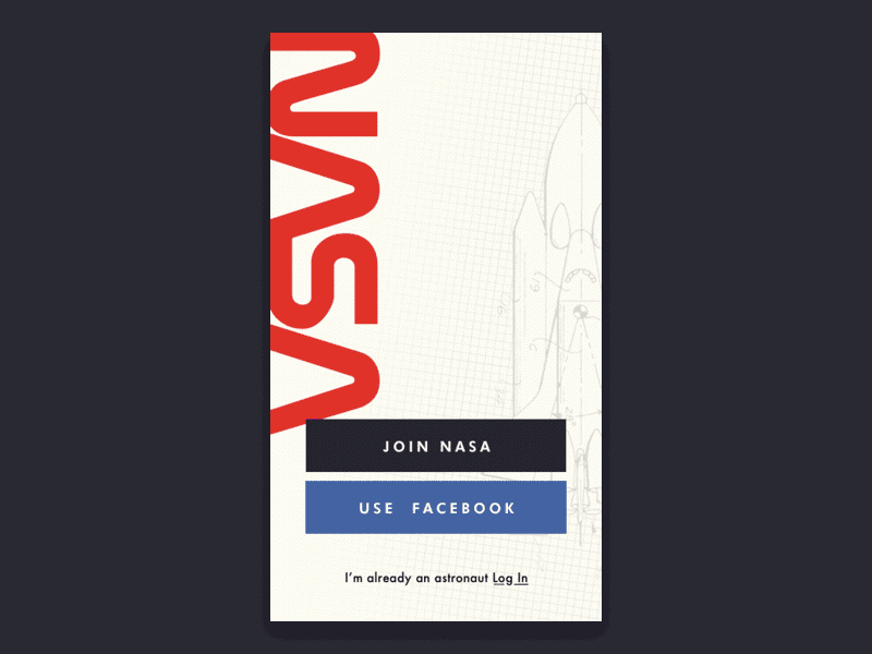 Daily UI #001 log in nasa sign up liftoff ui ui challenge