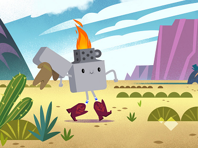 Zippo Cowboy animation character design design illustration texture tv tvspot