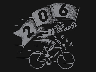 From the 206! bike fixed gear flag seattle skeleton