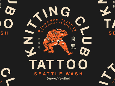 Knitting Club lockup seattle sumo tattoo