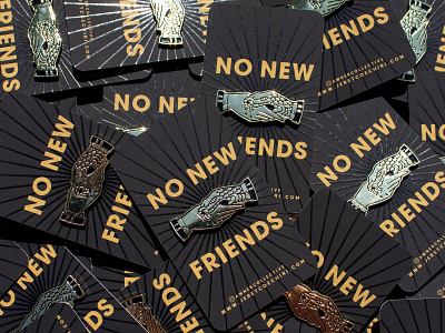 No New Friends Lapels handshake lapel pin snakehead tattoo