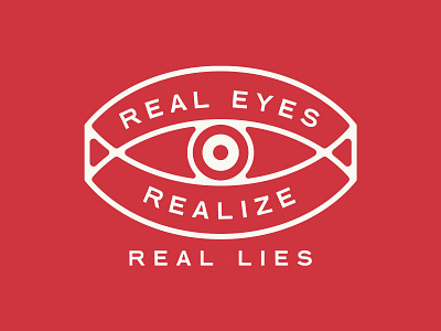 Real Lies badge eyeball lockup realize
