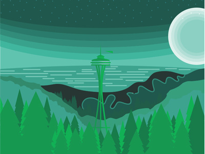 Seattle Bound! illustration landscape seattle space needle washington