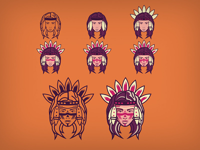 Progression headdress illustration indian native american