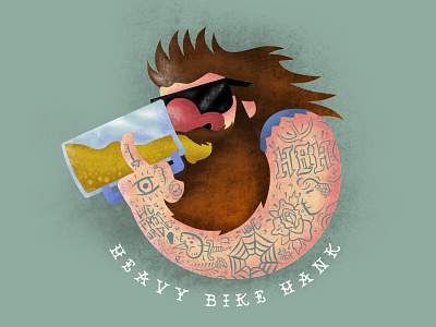 Heavy Bike Hank moto sticker beard tattoos