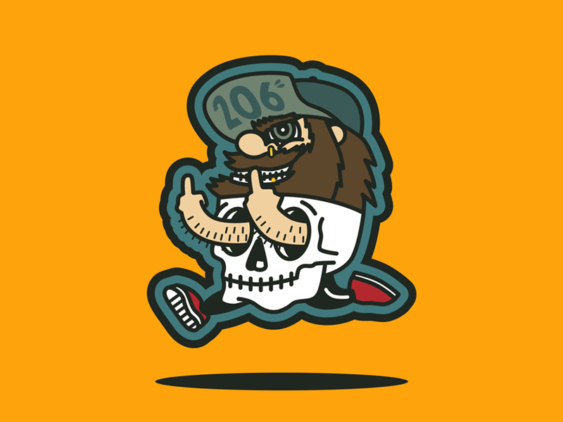 Monday Feels beard logo skull