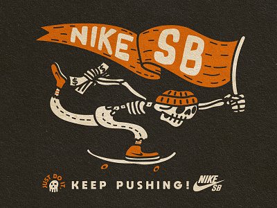 Keep Pushing! nike skate skeleton