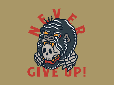 Never Give Up! gorilla skull