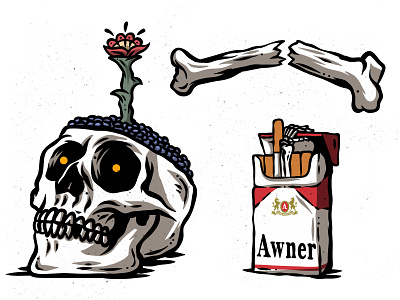 Skull n' Cigs cigarettes flower skull