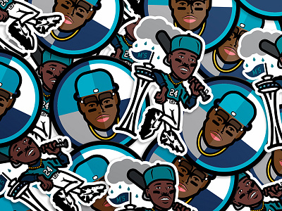 Griffey Sticky! basball ken griffey mariners portrait seattle