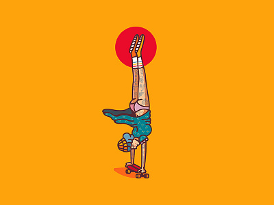 Full Send! handstand illustration pinup skateboard