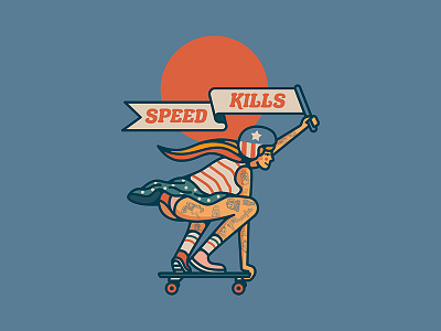 Speed Kills! pinup skateboarding speed kills tattoo