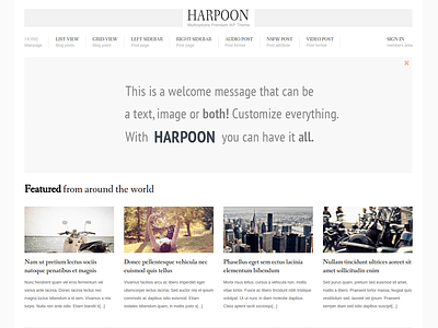 Harpoon - Mainpage gray minimal wordpress blog theme